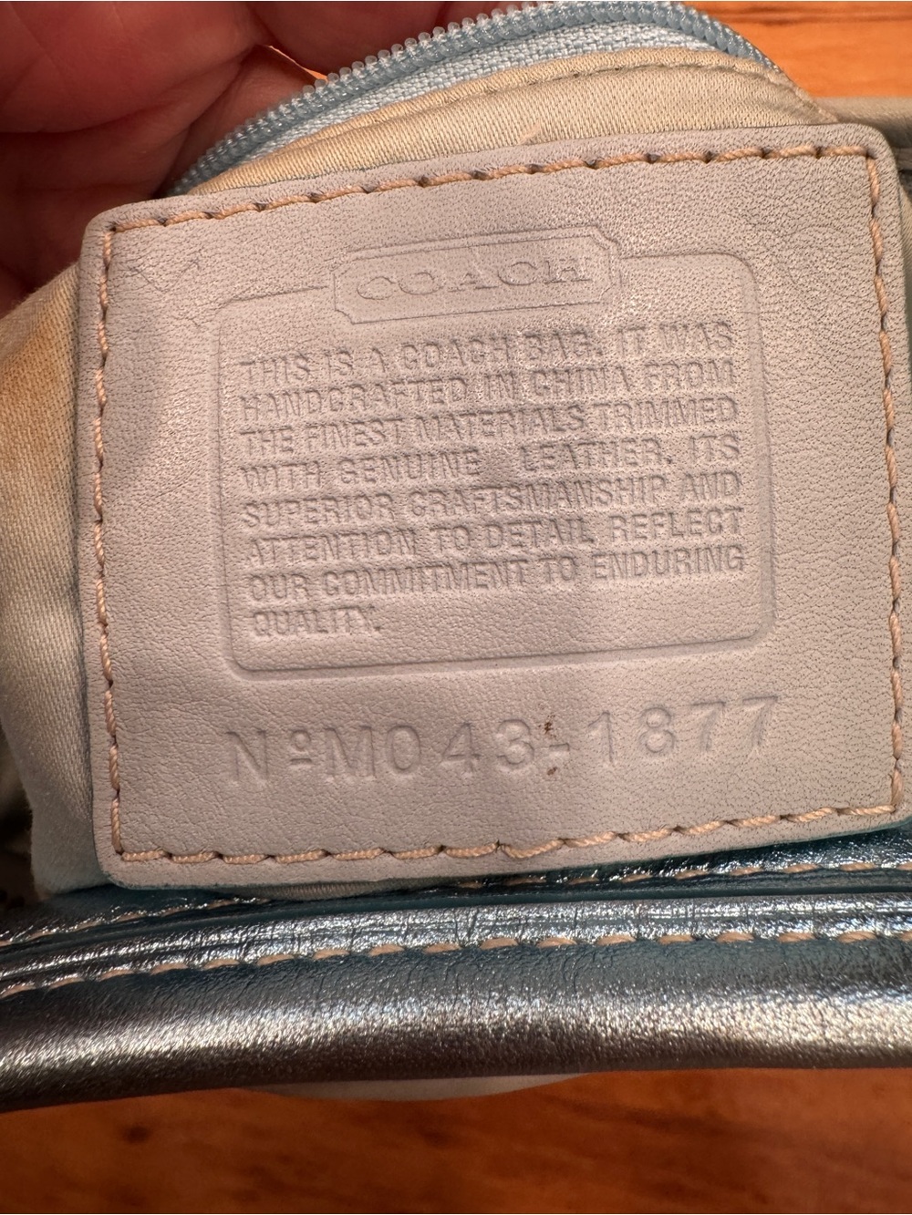Authentic Coach # 1877 2004 Canvas & Blue leather Metallic SoHo Mini Hobo - Picture 10 of 11